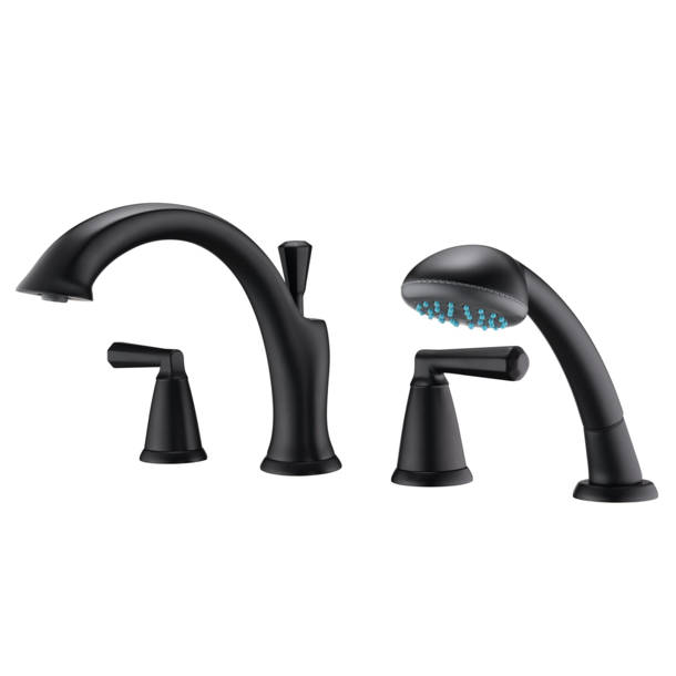 T Ss Cz Delta Linden Double Handle Deck Mounted Roman Tub Faucet